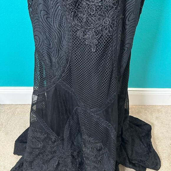 NWT Mac Duggal Womens Embroidered Sleeveless Plunge Neck Trumpet Gown Size 14 - Picture 6 of 11